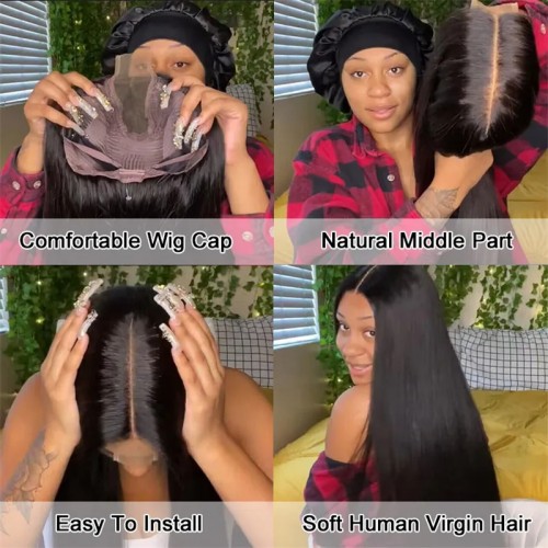 Straight 2x6 Lace Closure Wig Middle Part HD Transparent Lace Closure Affordable Price Human Hair Wigs | Human Hair Wig | Lace Front